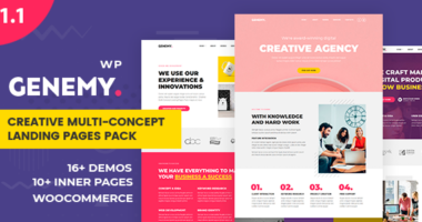 Genemy – Creative Minimal Landing Page Builder for Digital Startup Design Studio Agency in Marketing
