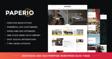 Paperio – Responsive and Multipurpose WordPress Blog Theme