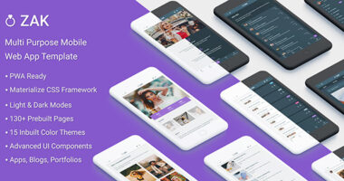 Zak: Multi Purpose Mobile Web App template (PWA)